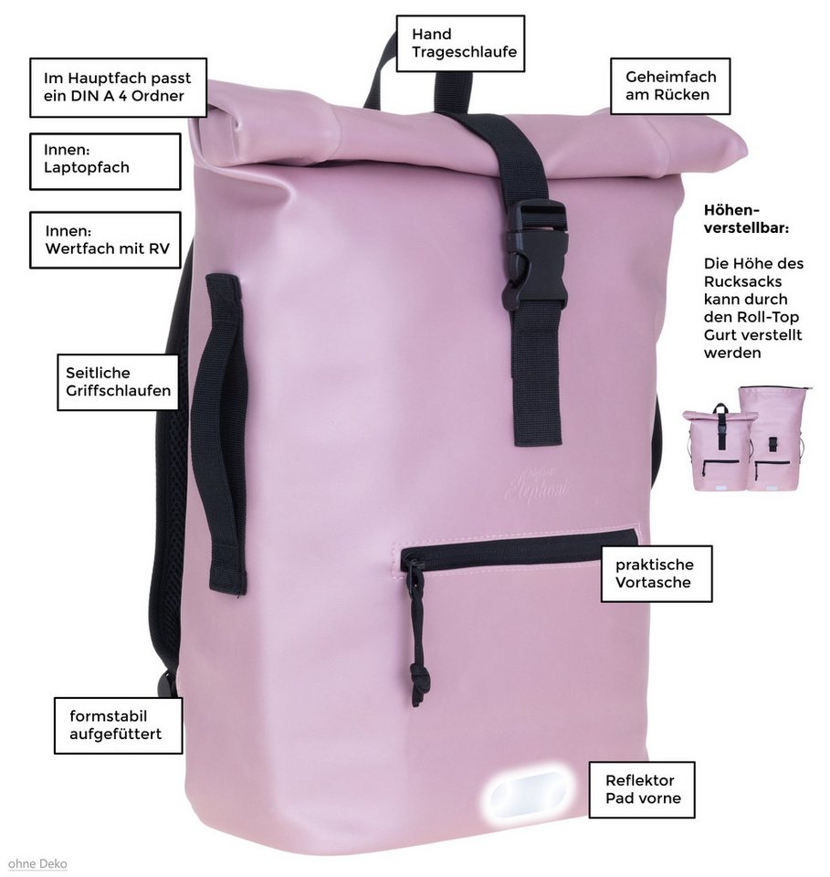 ELEPHANT Freizeitrucksack Time Bag aus Plane, Rucksack Laptoprucksack Daypack wasserabweisend + Trinkflasche – Bild 4 von 5