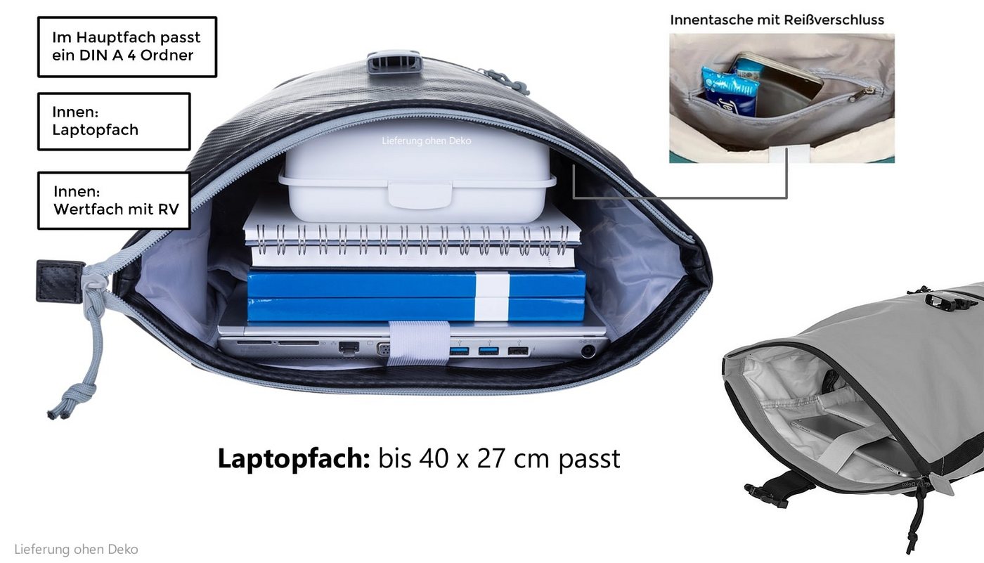 ELEPHANT Freizeitrucksack Time Bag aus Plane, Rucksack Laptoprucksack Daypack wasserabweisend + Trinkflasche – Bild 5 von 5