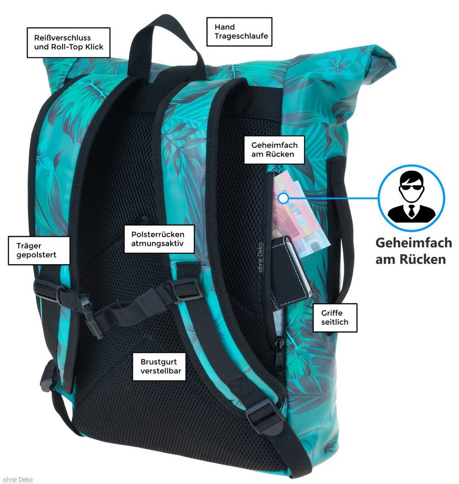 ELEPHANT Freizeitrucksack Time Bag aus Plane, Rucksack Laptoprucksack Daypack wasserabweisend + Trinkflasche – Bild 5 von 5