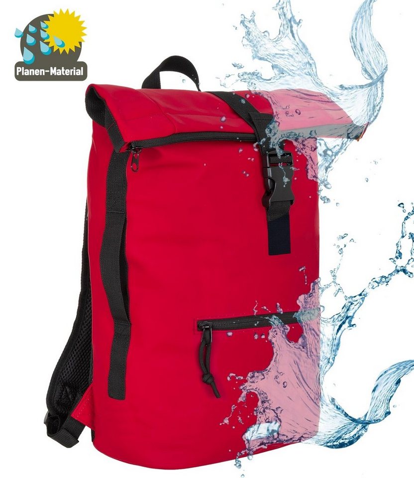ELEPHANT Freizeitrucksack Time Bag aus Plane, Rucksack Laptoprucksack Daypack wasserabweisend + Trinkflasche – Bild 2 von 5