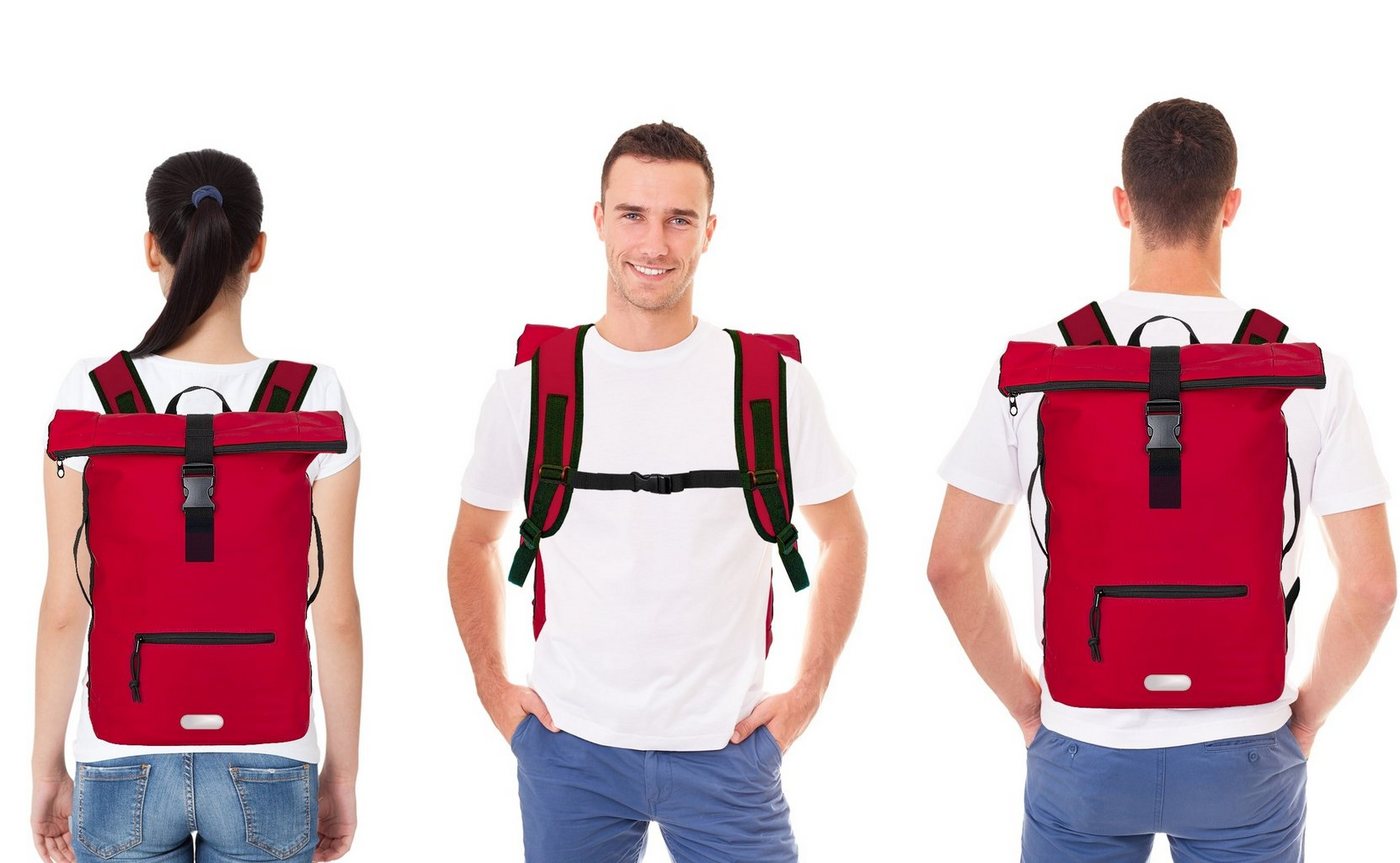 ELEPHANT Freizeitrucksack Time Bag aus Plane, Rucksack Laptoprucksack Daypack wasserabweisend + Trinkflasche – Bild 3 von 5