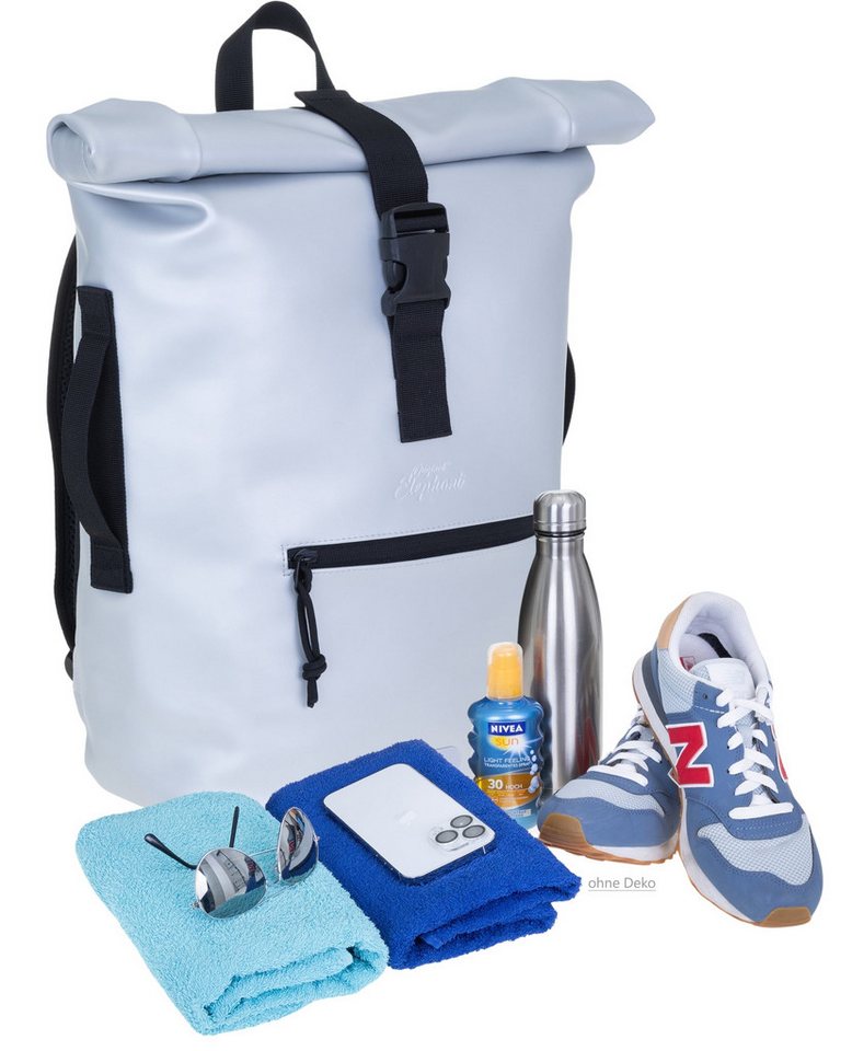 ELEPHANT Freizeitrucksack Time Bag aus Plane, Rucksack Laptoprucksack Daypack wasserabweisend + Trinkflasche – Bild 3 von 5