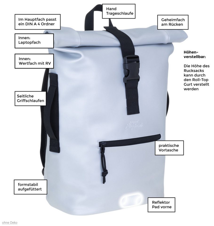 ELEPHANT Freizeitrucksack Time Bag aus Plane, Rucksack Laptoprucksack Daypack wasserabweisend + Trinkflasche – Bild 5 von 5