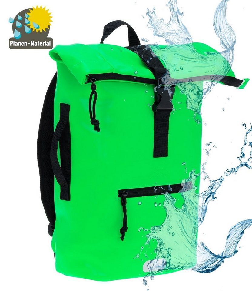 ELEPHANT Freizeitrucksack Time Bag aus Plane, Rucksack Laptoprucksack Daypack wasserabweisend + Trinkflasche – Bild 2 von 5