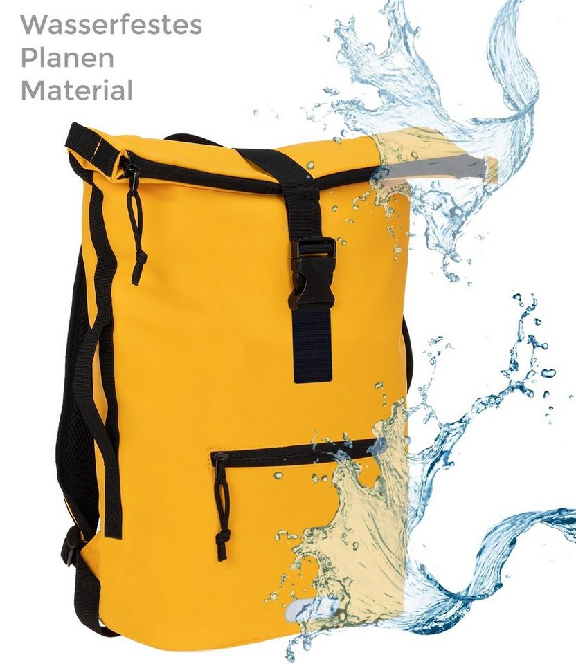 ELEPHANT Freizeitrucksack Time Bag aus Plane, Rucksack Laptoprucksack Daypack wasserabweisend + Trinkflasche – Bild 4 von 5