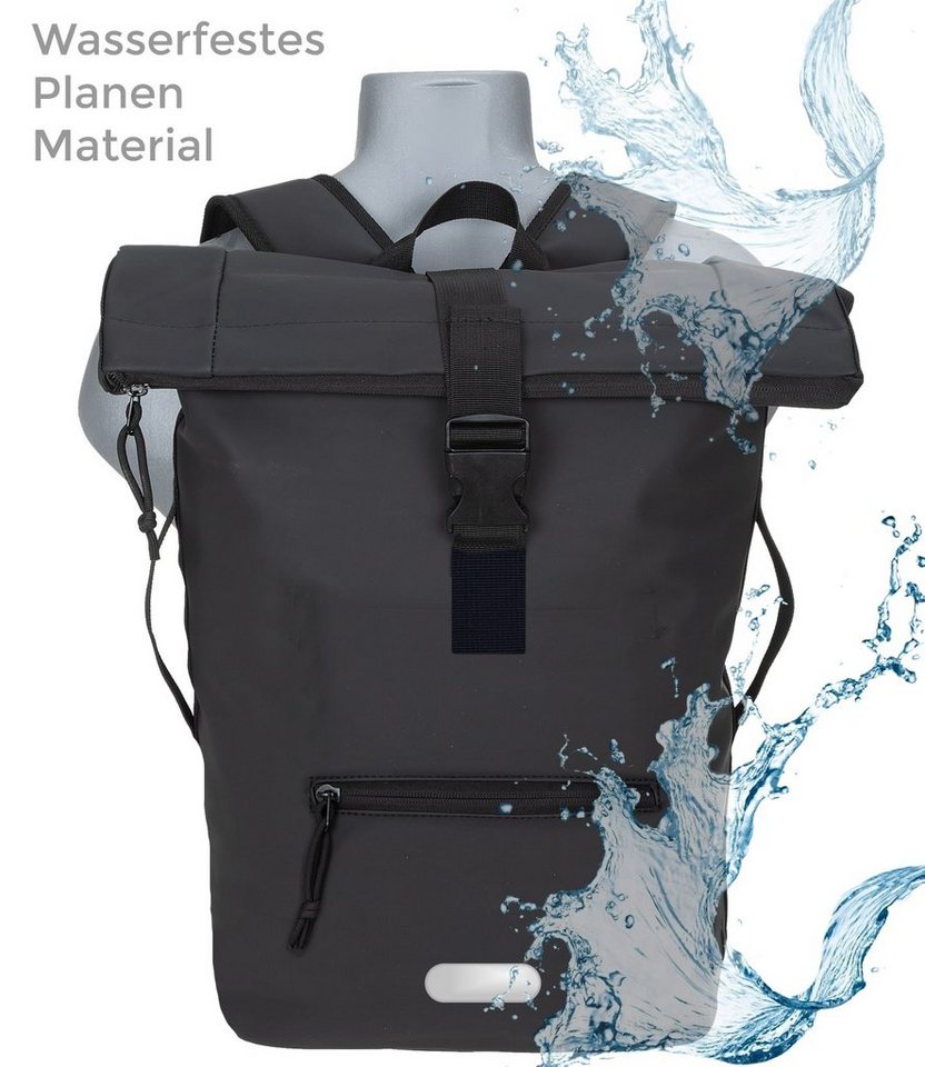 ELEPHANT Freizeitrucksack Time Bag aus Plane, Rucksack Laptoprucksack Daypack wasserabweisend + Trinkflasche – Bild 2 von 5