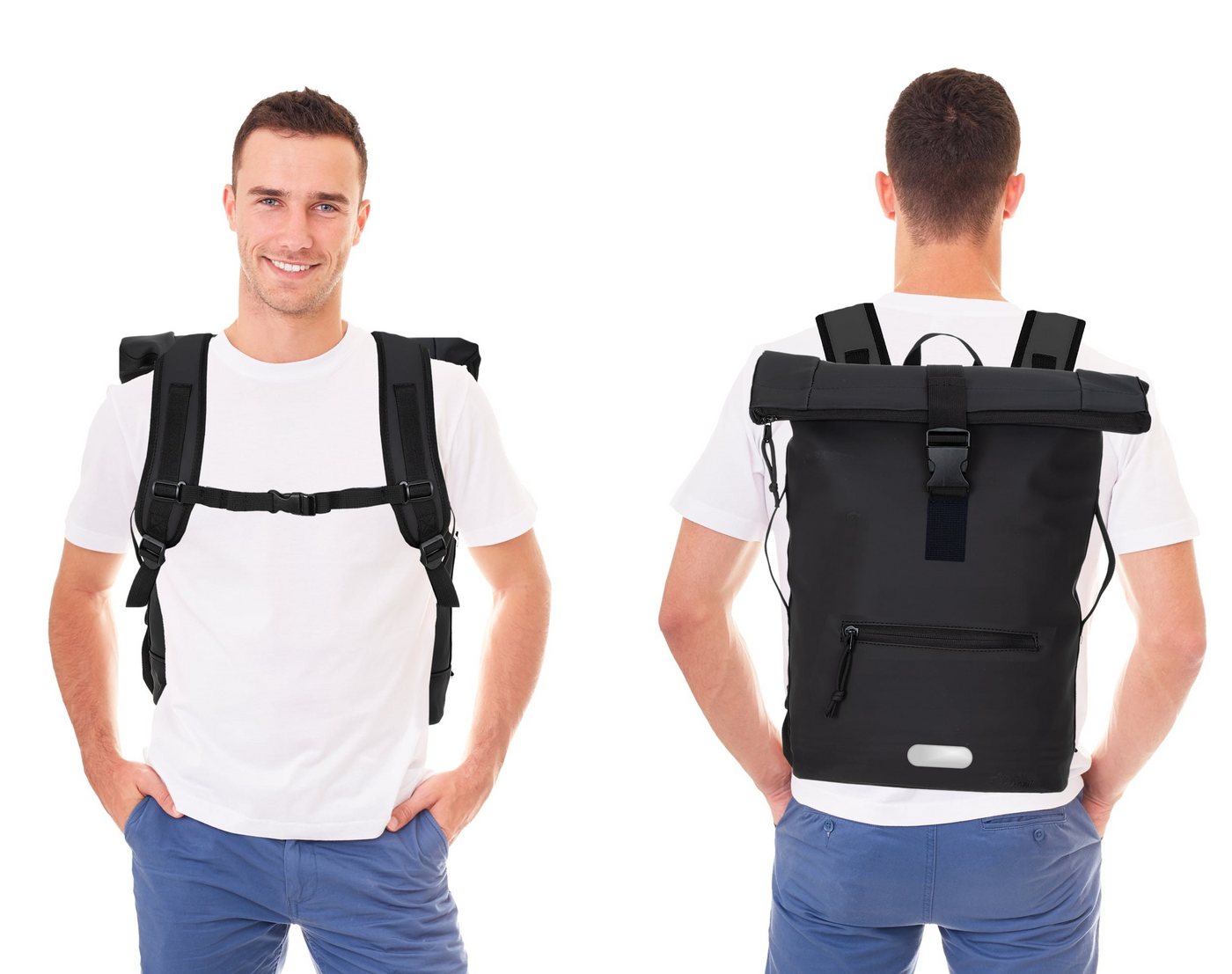 ELEPHANT Freizeitrucksack Time Bag aus Plane, Rucksack Laptoprucksack Daypack wasserabweisend + Trinkflasche – Bild 3 von 5