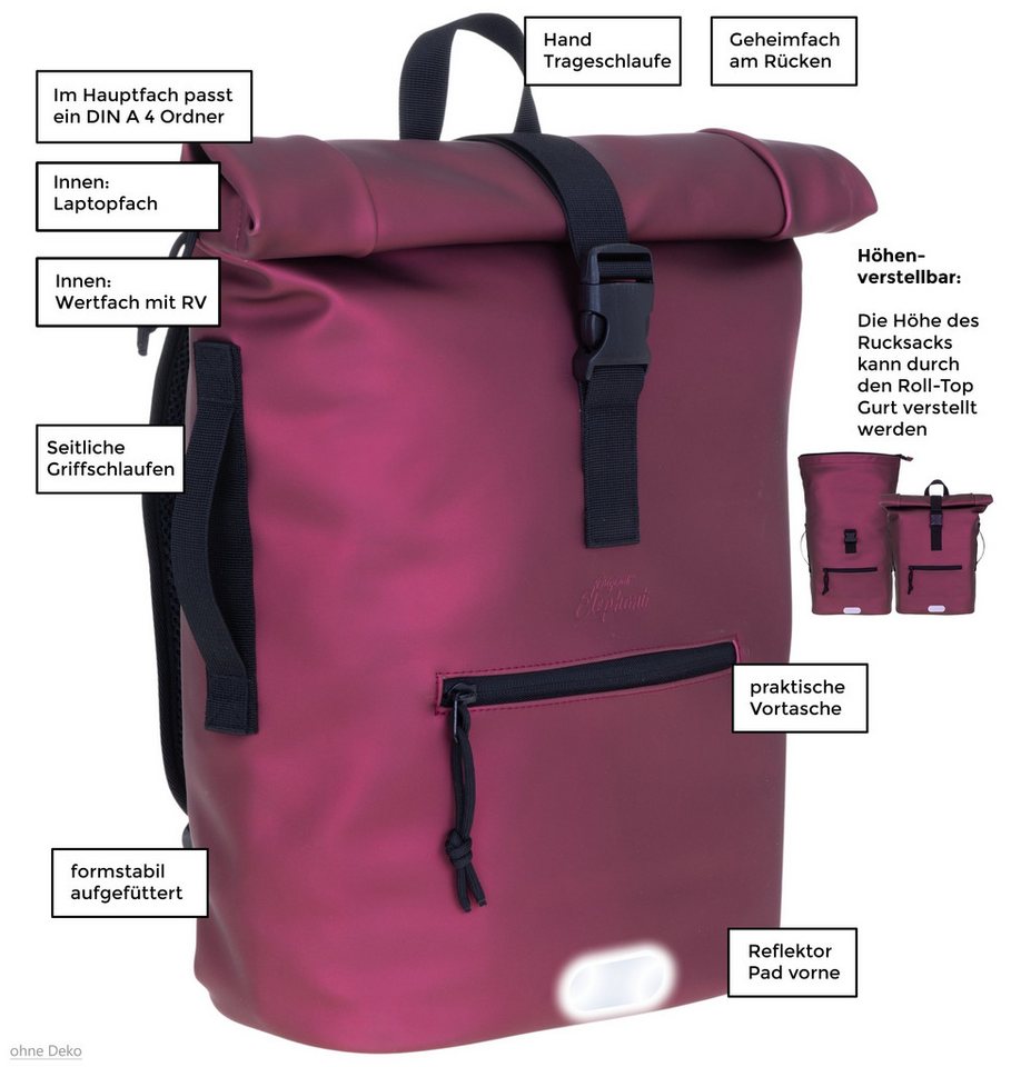 ELEPHANT Freizeitrucksack Time Bag aus Plane, Rucksack Laptoprucksack Daypack wasserabweisend + Trinkflasche – Bild 2 von 5