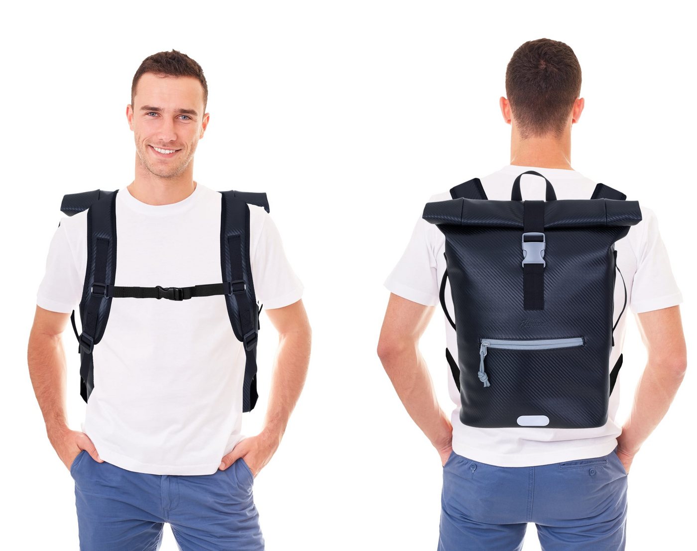 ELEPHANT Freizeitrucksack Time Bag aus Plane, Rucksack Laptoprucksack Daypack wasserabweisend + Trinkflasche – Bild 2 von 5