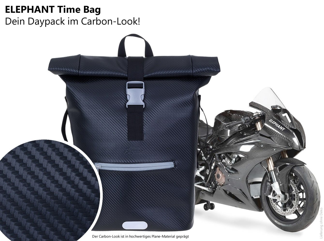 ELEPHANT Freizeitrucksack Time Bag aus Plane, Rucksack Laptoprucksack Daypack wasserabweisend + Trinkflasche – Bild 4 von 5
