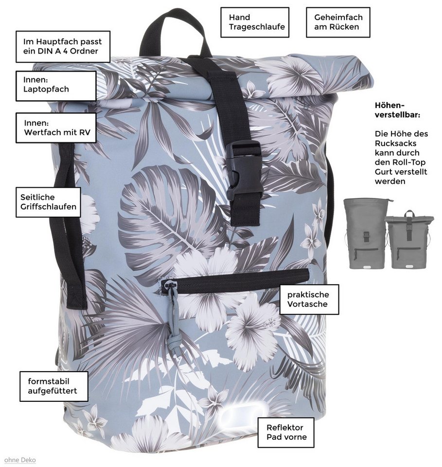 ELEPHANT Freizeitrucksack Time Bag aus Plane, Rucksack Laptoprucksack Daypack wasserabweisend + Trinkflasche – Bild 2 von 5