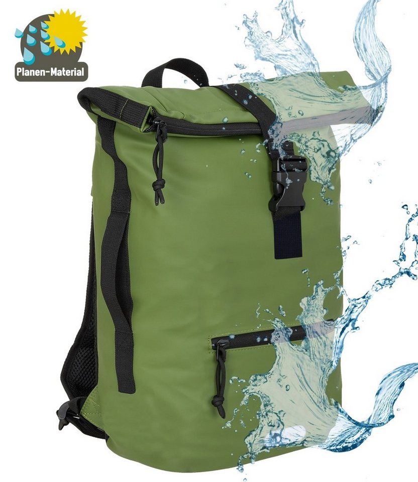 ELEPHANT Freizeitrucksack Time Bag aus Plane, Rucksack Laptoprucksack Daypack wasserabweisend + Trinkflasche – Bild 2 von 5