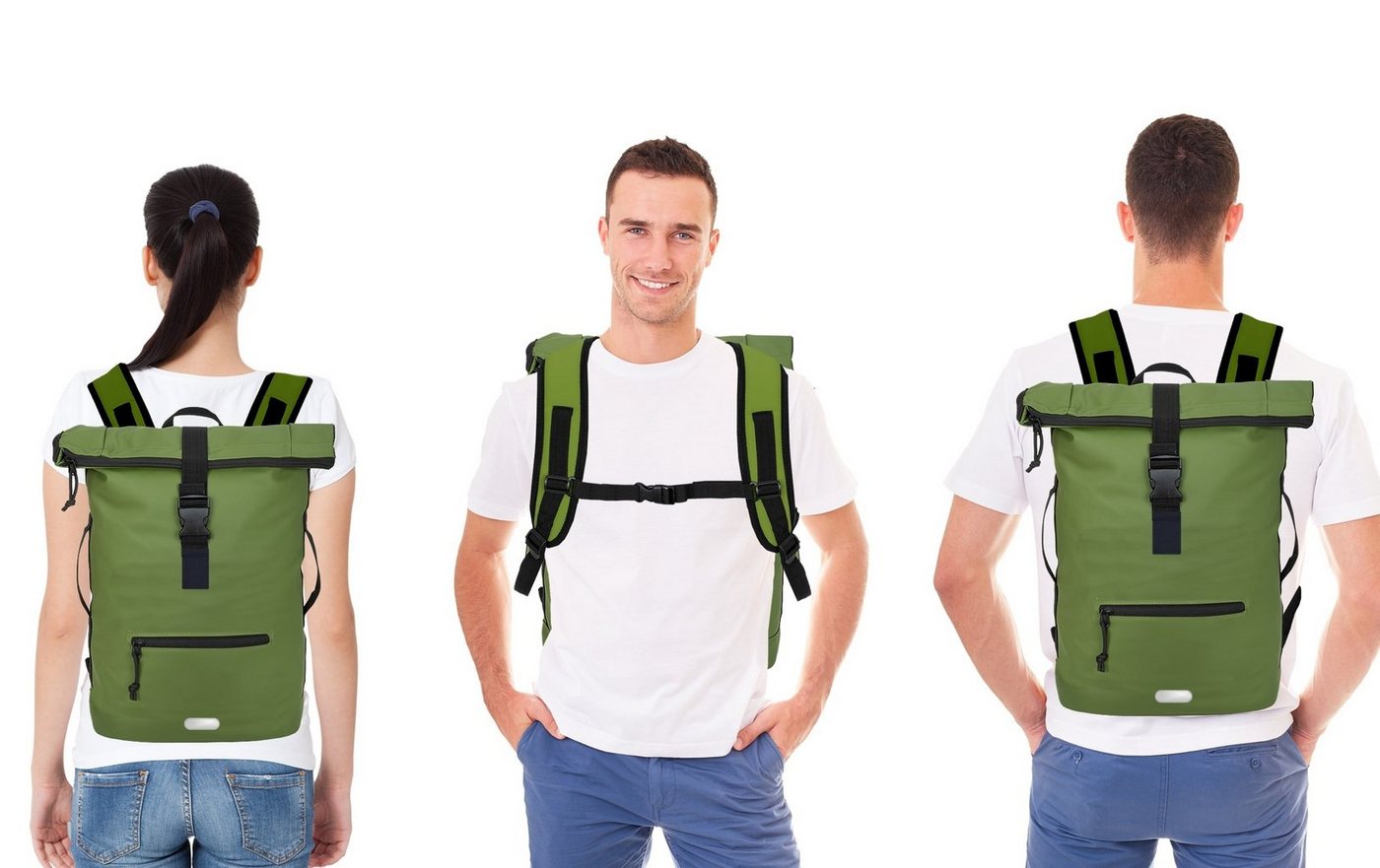 ELEPHANT Freizeitrucksack Time Bag aus Plane, Rucksack Laptoprucksack Daypack wasserabweisend + Trinkflasche – Bild 4 von 5