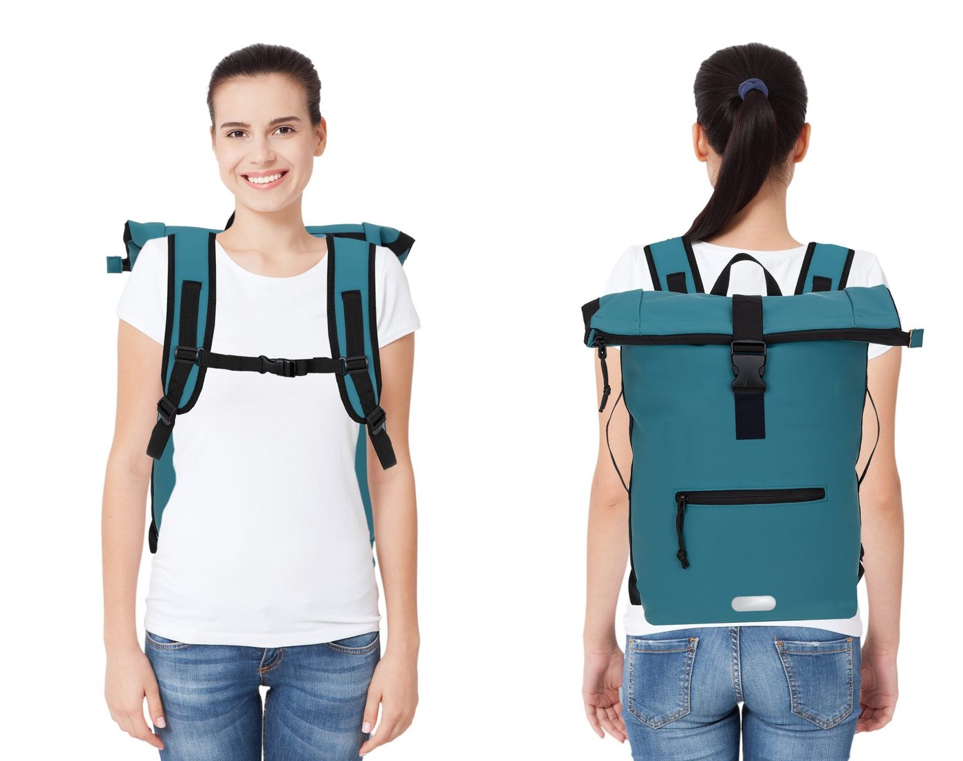 ELEPHANT Freizeitrucksack Time Bag aus Plane, Rucksack Laptoprucksack Daypack wasserabweisend + Trinkflasche – Bild 5 von 5