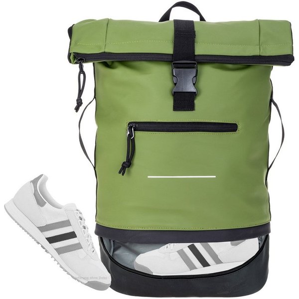 ELEPHANT Freizeitrucksack Time Bag aus Plane mit Bodenfach, Rucksack Laptoprucksack Daypack wasserabweisend + Trinkflasche