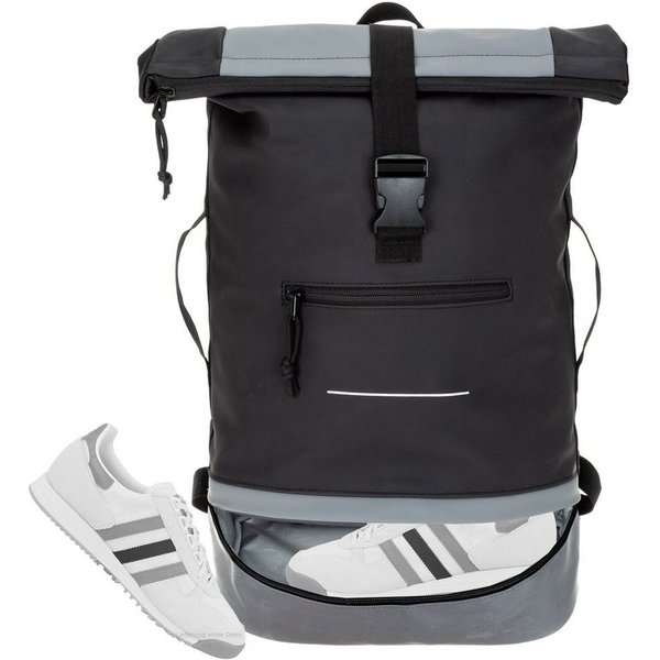 ELEPHANT Freizeitrucksack Time Bag aus Plane mit Bodenfach, Rucksack Laptoprucksack Daypack wasserabweisend + Trinkflasche