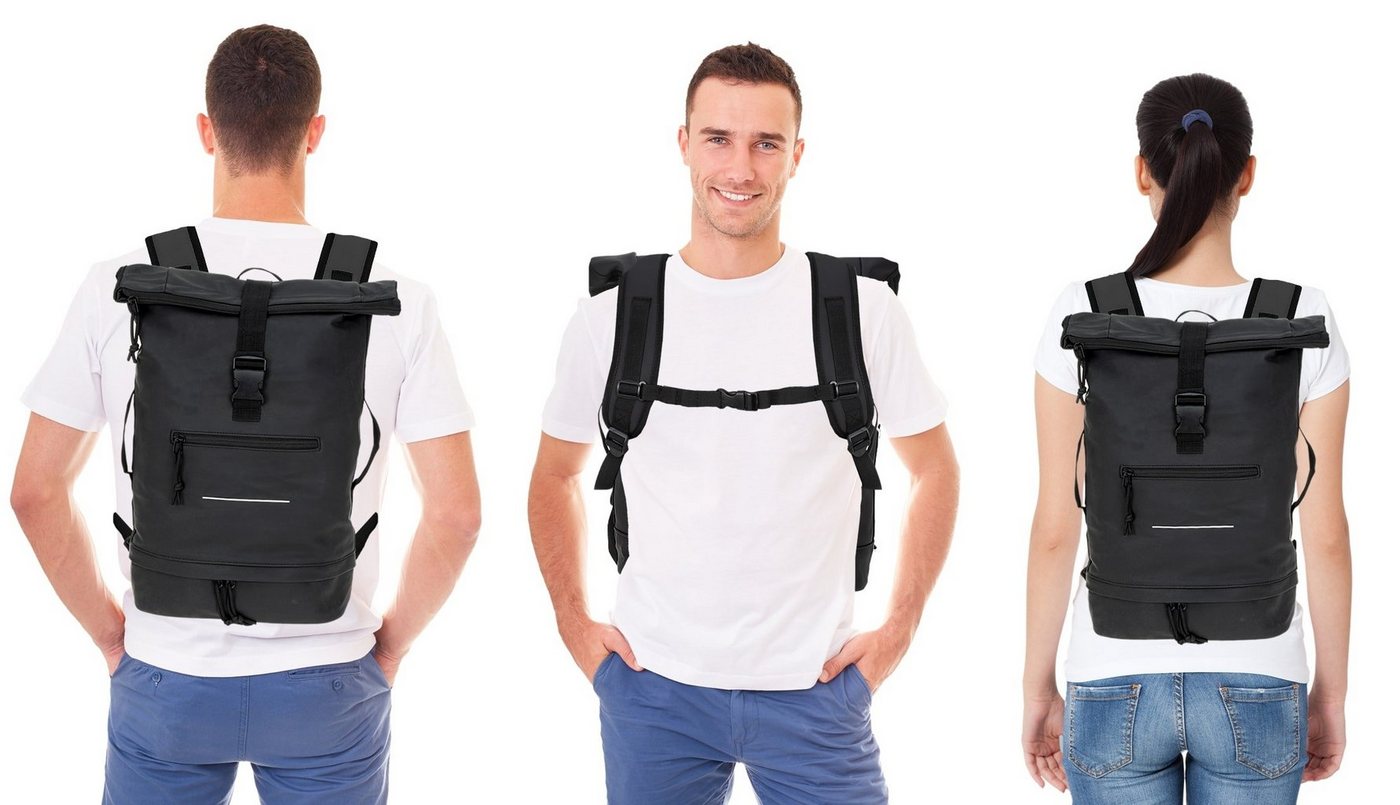 ELEPHANT Freizeitrucksack Time Bag aus Plane mit Bodenfach, Rucksack Laptoprucksack Daypack wasserabweisend + Trinkflasche – Bild 4 von 5