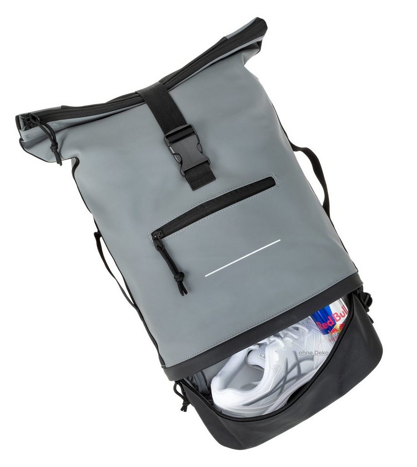 ELEPHANT Freizeitrucksack Time Bag aus Plane mit Bodenfach, Rucksack Laptoprucksack Daypack wasserabweisend + Trinkflasche – Bild 3 von 5
