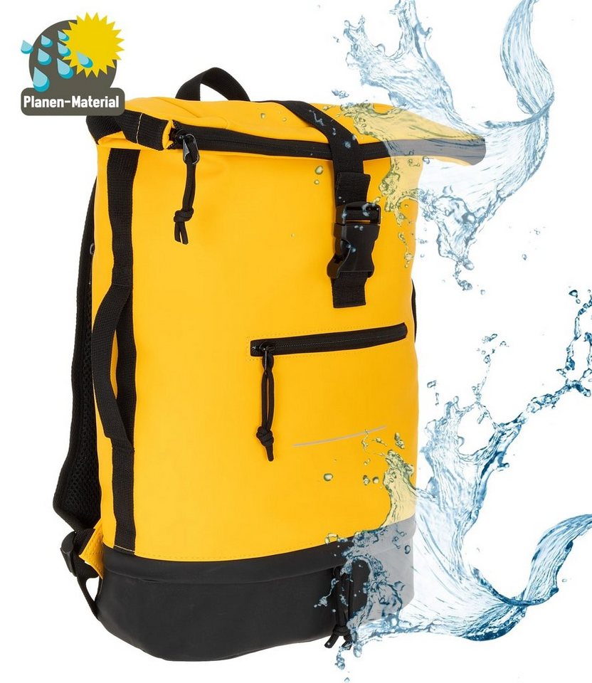 ELEPHANT Freizeitrucksack Time Bag aus Plane mit Bodenfach, Rucksack Laptoprucksack Daypack wasserabweisend + Trinkflasche – Bild 2 von 5
