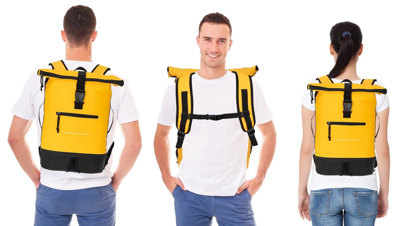 ELEPHANT Freizeitrucksack Time Bag aus Plane mit Bodenfach, Rucksack Laptoprucksack Daypack wasserabweisend + Trinkflasche – Bild 3 von 5