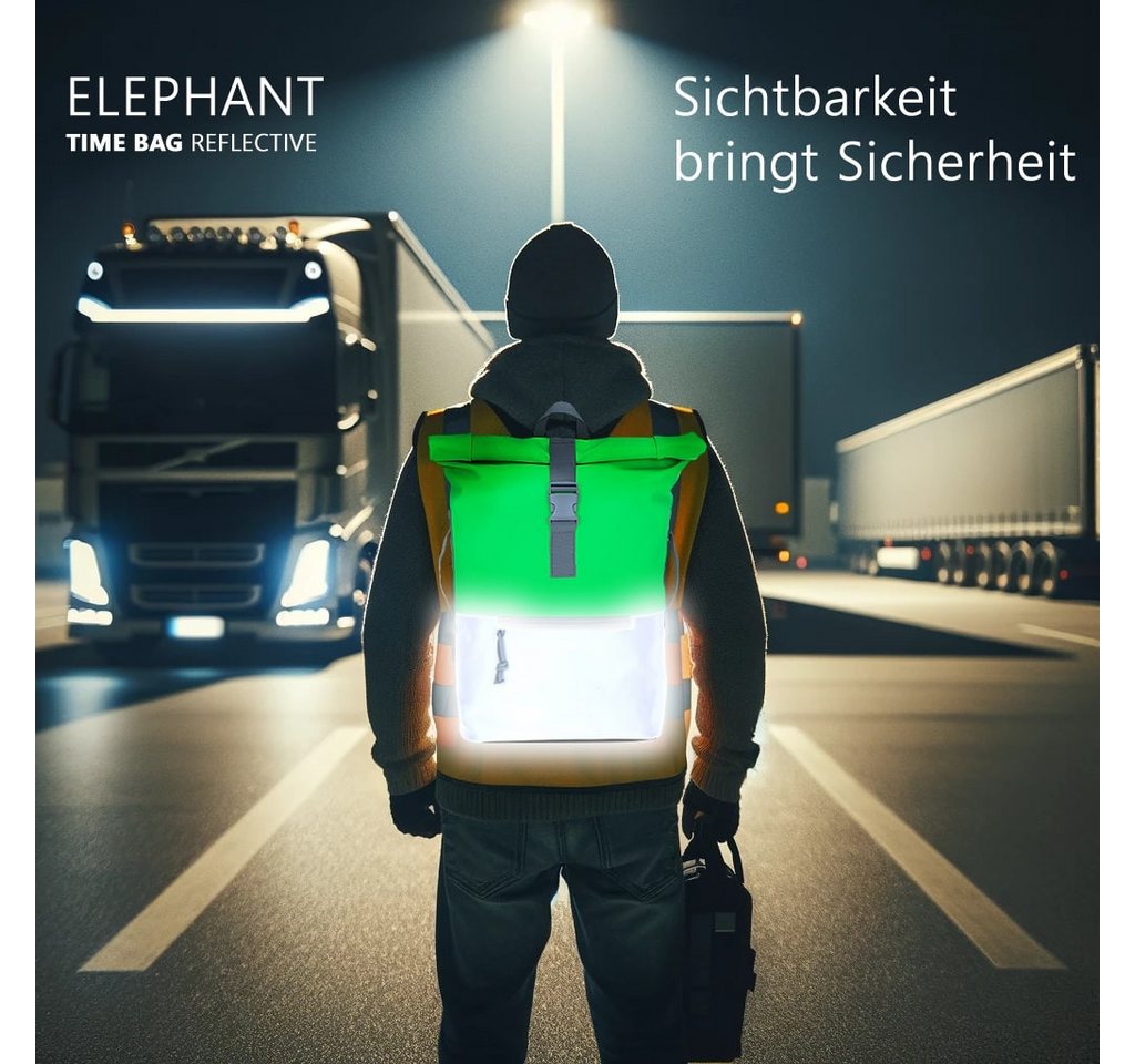 ELEPHANT Freizeitrucksack Time Bag Reflecitve Signal Neon Arbeitsrucksack, Rucksack Laptoprucksack Daypack wasserabweisend Freizeit Bag – Bild 4 von 5