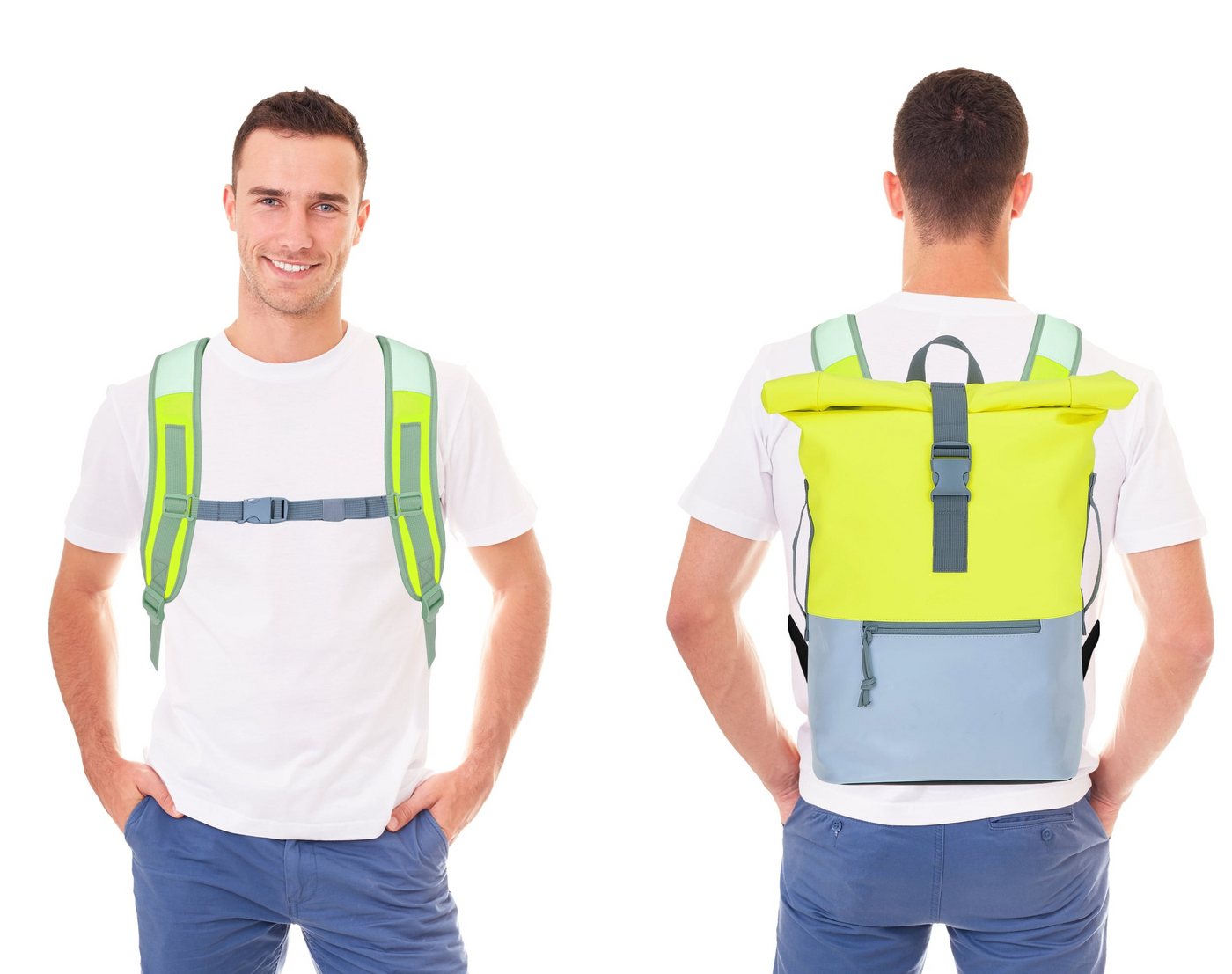 ELEPHANT Freizeitrucksack Time Bag Reflecitve Signal Neon Arbeitsrucksack, Rucksack Laptoprucksack Daypack wasserabweisend Freizeit Bag – Bild 3 von 5