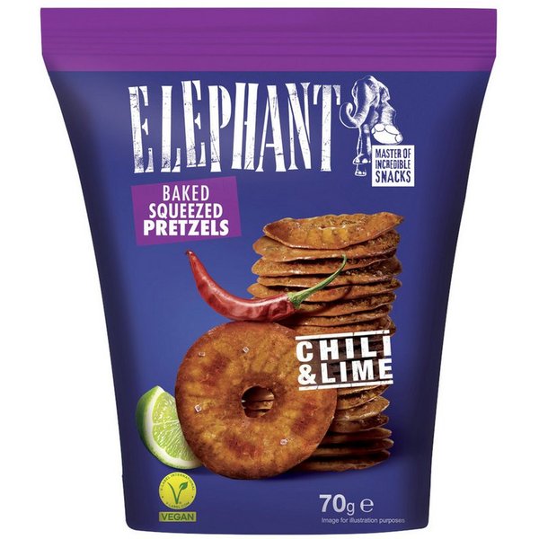 ELEPHANT Knabberei, Elephant Pretzels Chili und Limette Laugengebäck Packung 70g