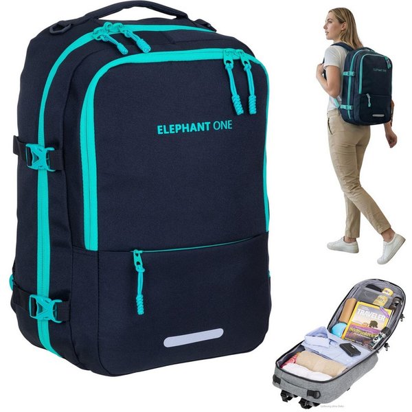 ELEPHANT Reiserucksack Handgepäck Fly Kabinen Daypack Herren Damen Laptopfach, Geheimfach Overnight Daypack Reise Flugzeug One ECO 13132 +Gurt