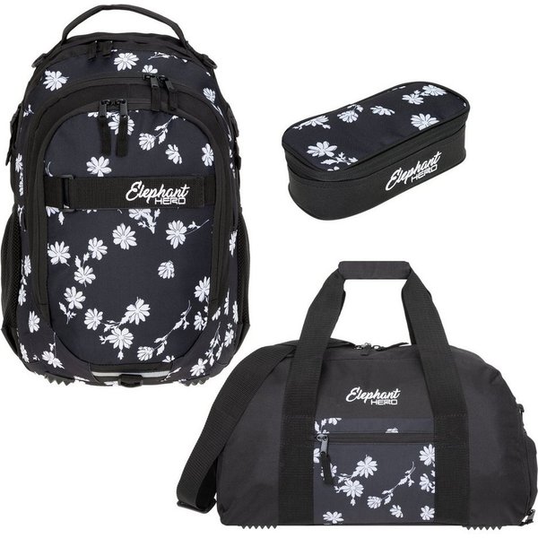 ELEPHANT Schulrucksack Hero Signature Schultasche (Set, 3-tlg., 3 Teile Rucksack Sporttasche Mäppchen Box), Softcase Schulranzen Schulmappe +rsm