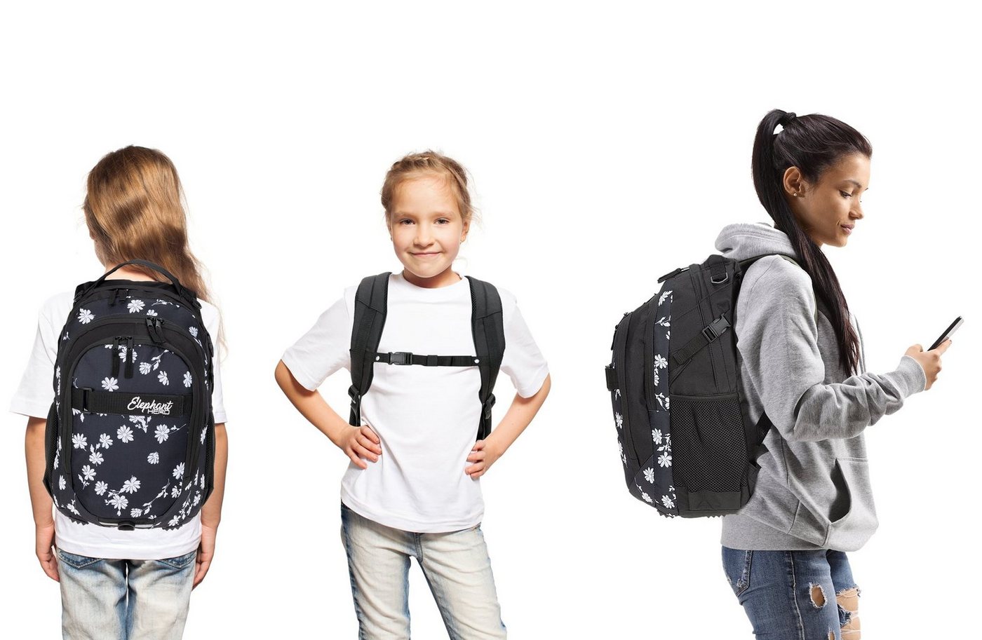 ELEPHANT Schulrucksack Hero Signature Schultasche (Set, 3-tlg., 3 Teile Rucksack Sporttasche Mäppchen Box), Softcase Schulranzen Schulmappe +rsm – Bild 2 von 5