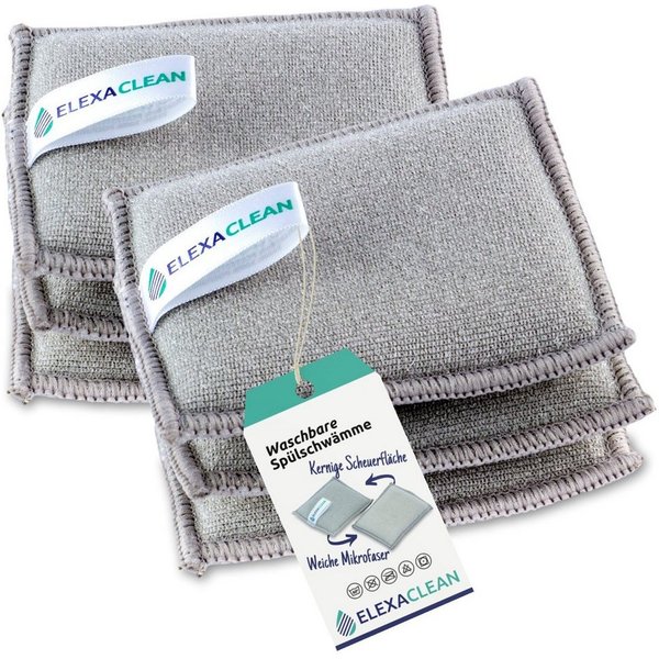 ELEXACLEAN Geschirrschwamm Waschbarer Spülschwamm, 6er Set, 10x8 cm, KLEINE VERSION