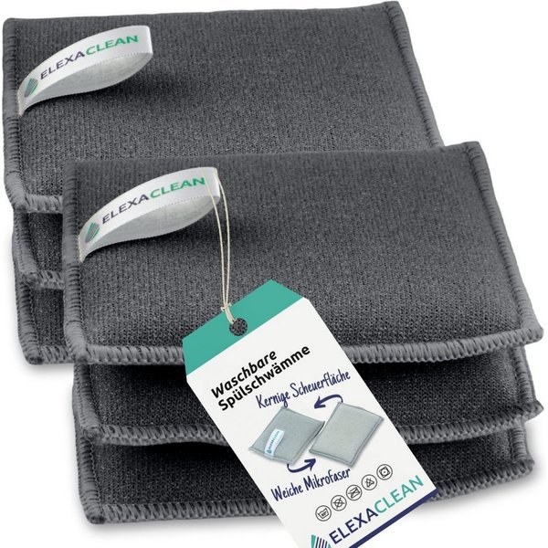 ELEXACLEAN Geschirrschwamm Waschbarer Spülschwamm, 6er Set, 10x8 cm, KLEINE VERSION