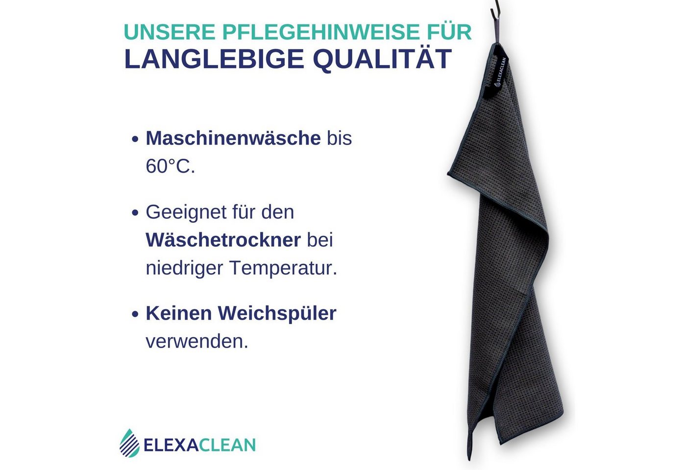 ELEXACLEAN Geschirrtuch Mikrofaser Küchentücher, (Set, 6-tlg., 68x42 cm), streifenfrei, fusselfrei, besonders saugfähig – Bild 4 von 5