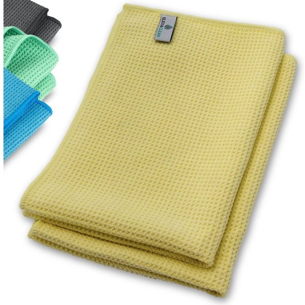 ELEXACLEAN Waffeltuch Trockentuch Mikrofasertuch (80% Polyester, 20% Polyamid, Set, 2-tlg., 60x40 cm, streifenfrei, fusselfrei, saugstark)