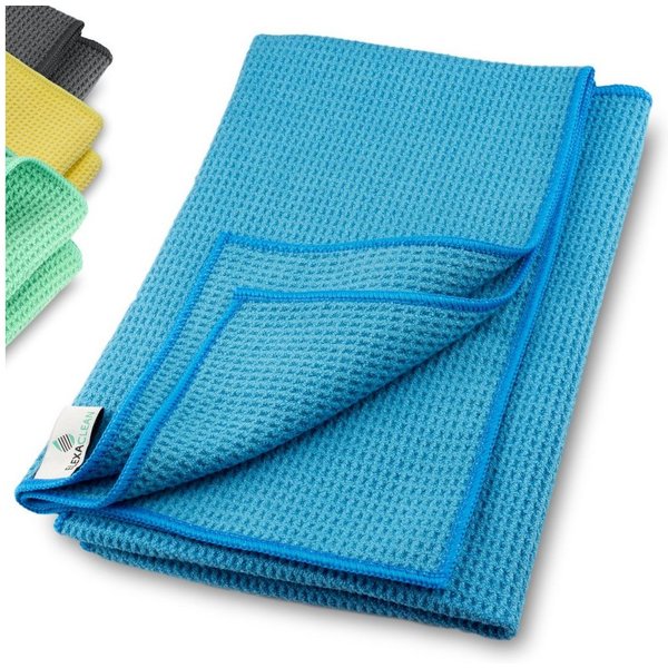 ELEXACLEAN Waffeltuch Trockentuch Mikrofasertuch (80% Polyester, 20% Polyamid, Set, 2-tlg., 60x40 cm, streifenfrei, fusselfrei, saugstark)
