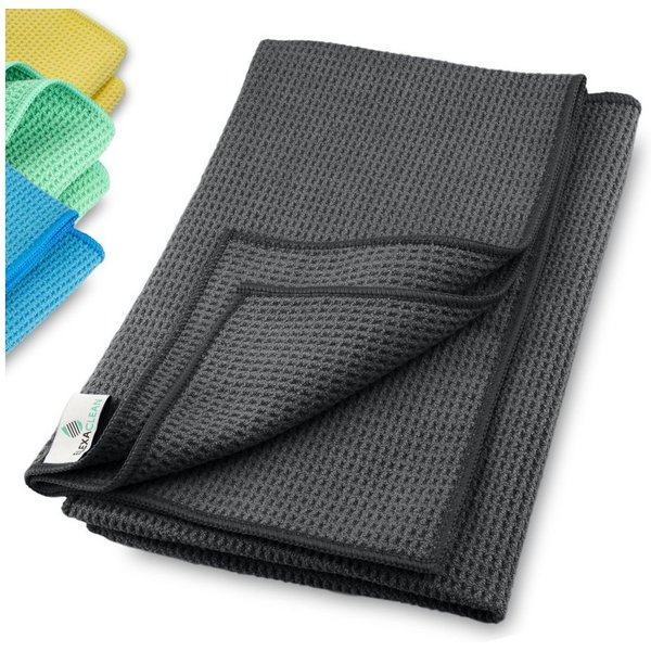 ELEXACLEAN Waffeltuch Trockentuch Mikrofasertuch (80% Polyester, 20% Polyamid, Set, 2-tlg., 60x40 cm, streifenfrei, fusselfrei, saugstark)