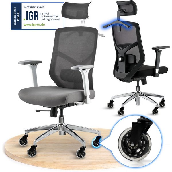 ELITESEATS Bürostuhl Ergonomisch [TESTSIEGER] Kratzerfreie Rollen Atmungsaktiv (Ergonomischer Schreibtischstuhl, Büro Stuhl 150 kg Belastbar), Gaming Stuhl, Com
