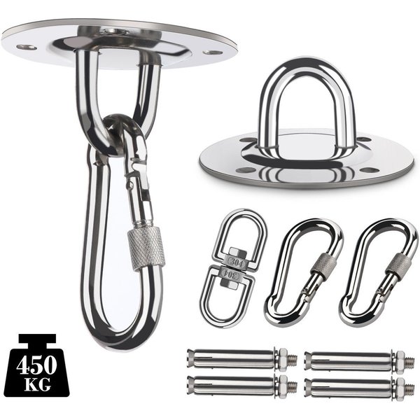 ElitVita Deckenhalter Edelstahl Deckenhalter Deckenhaken, 360°Drehen bis 450KG Schaukelhaken, (1-St), für Hängesessel Hängematte Boxsack Yogatuch Sonnensegel Si