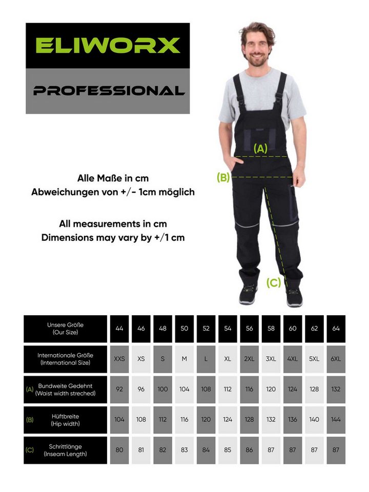 ELIWORX Arbeitslatzhose Stretch Einsatz bequeme robuste flexible Herrenhose Smartes Taschen-Design ideal für Handwerk Heimwerk und Baugewerbe – Bild 3 von 5