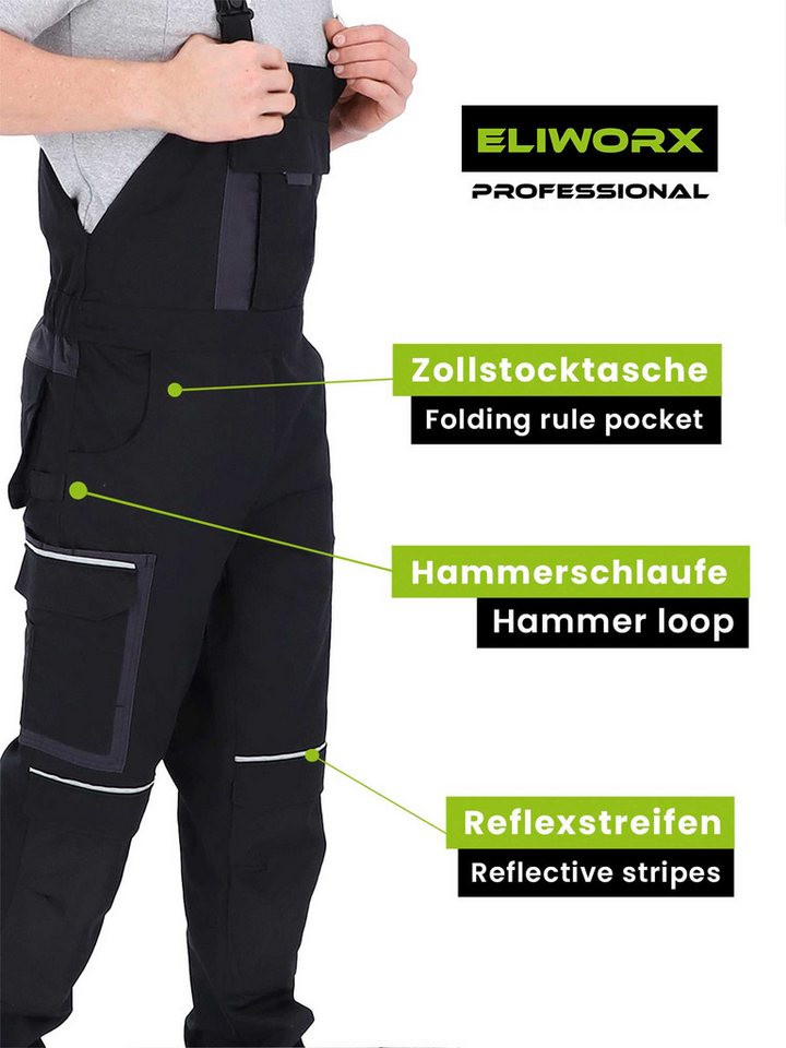 ELIWORX Arbeitslatzhose Stretch Einsatz bequeme robuste flexible Herrenhose Smartes Taschen-Design ideal für Handwerk Heimwerk und Baugewerbe – Bild 5 von 5