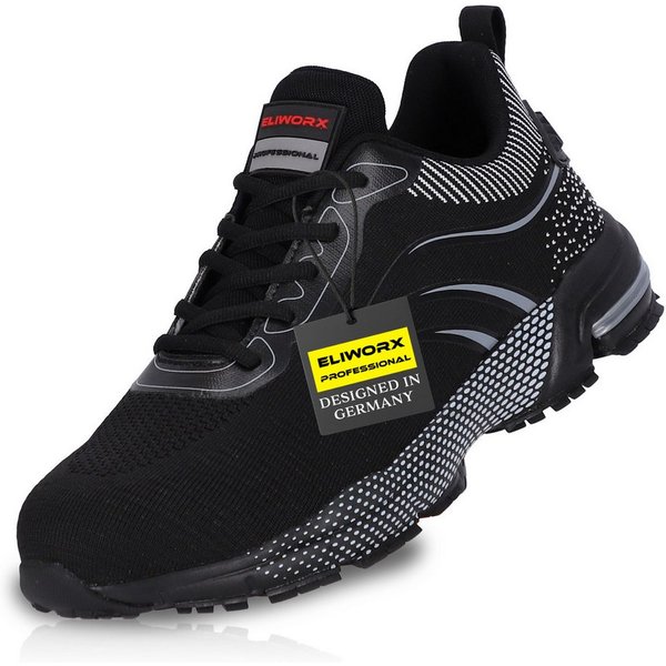 ELIWORX S1 PL Schuh mit Stahlkappe, Atmungsaktives Mesh - Arbeitsschuhe Herren Sicherheitsschuh Durchtrittsichere Zwischensohle aus Kevlar, besonders rutschhemm