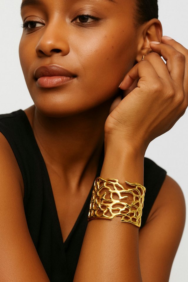 Ella Jonte Armreif, im Korallendesign – goldfarben, verstellbar – Bild 2 von 3