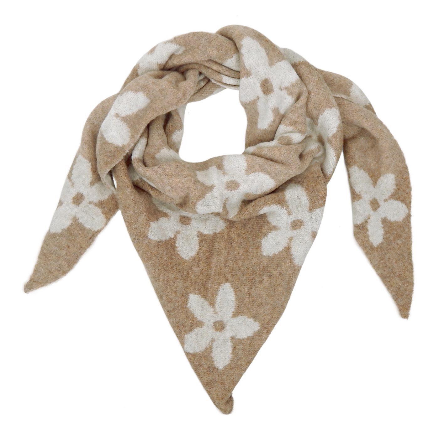 Ella Jonte Dreieckstuch, Wende-Tuch mit Blumenmuster in Braun-Beige für Herbst & Winter – Bild 2 von 5