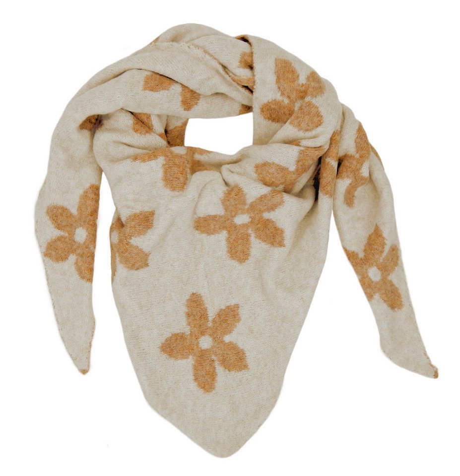 Ella Jonte Dreieckstuch, Wende-Tuch mit Blumenmuster in Braun-Beige für Herbst & Winter – Bild 3 von 5