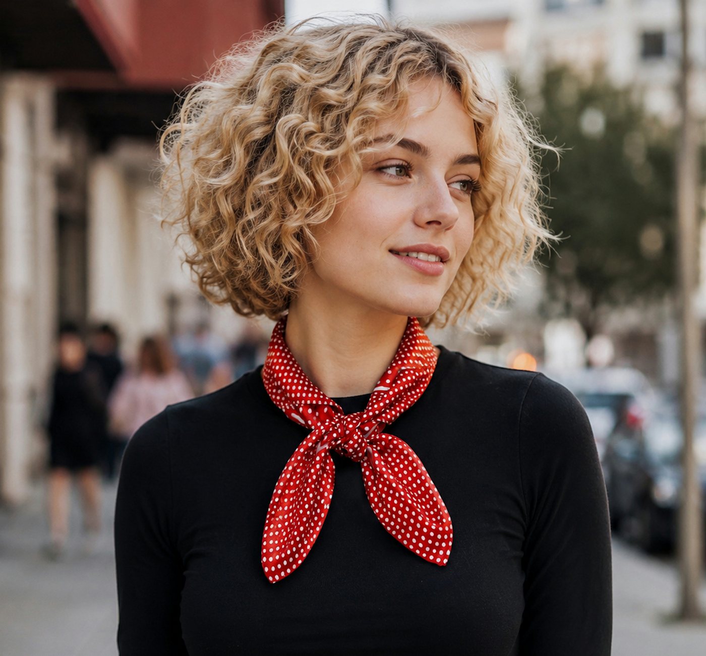 Ella Jonte Halstuch, Bandana Rot Weiss Polka Dots Rockabella – Bild 2 von 5