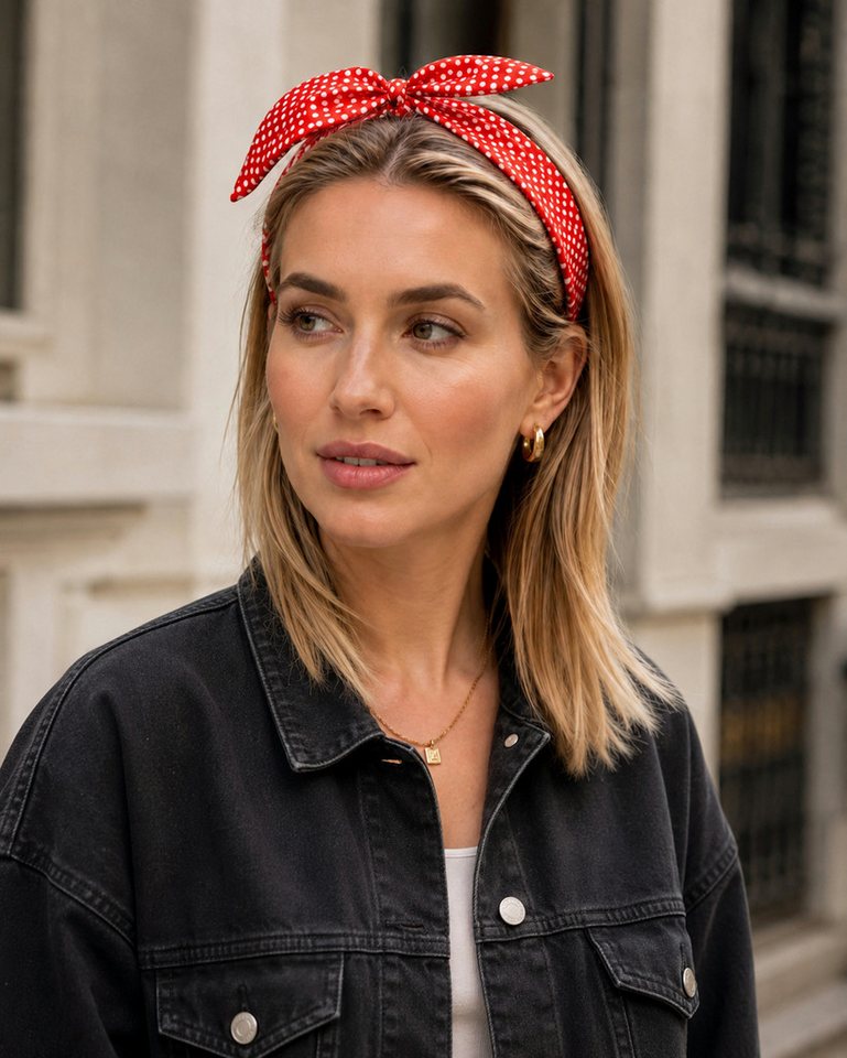 Ella Jonte Halstuch, Bandana Rot Weiss Polka Dots Rockabella – Bild 4 von 5