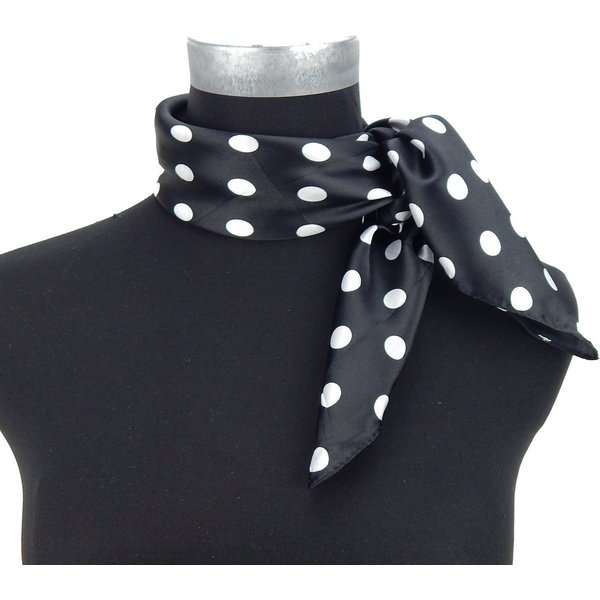 Ella Jonte Halstuch, schwarz weiß Punkte Retro Rockabilly Halstuch 40% Seide