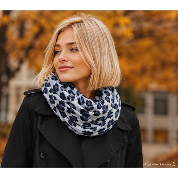 Ella Jonte Loop, weicher Strickloop Leopard beige braun oder grau schwarz Herbst Winter