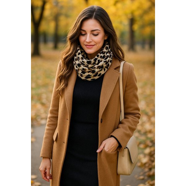Ella Jonte Loop, weicher Strickloop Leopard beige braun oder grau schwarz Herbst Winter