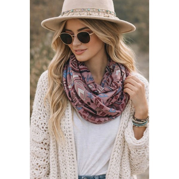 Ella Jonte Loop, Rosa Bunt – Weicher Viskoseschal im Ethno Boho & Ibiza Style